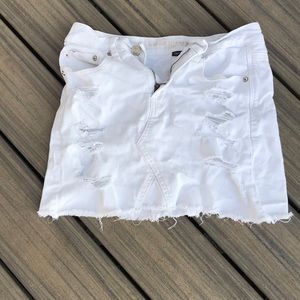 White ripped jean skirt